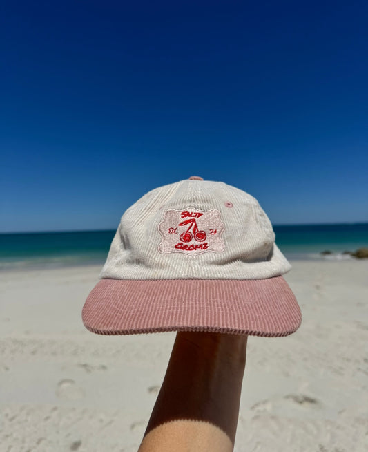 STRAWBERRIES AND CREAM CORDUROY 2 PANEL HAT KIDS